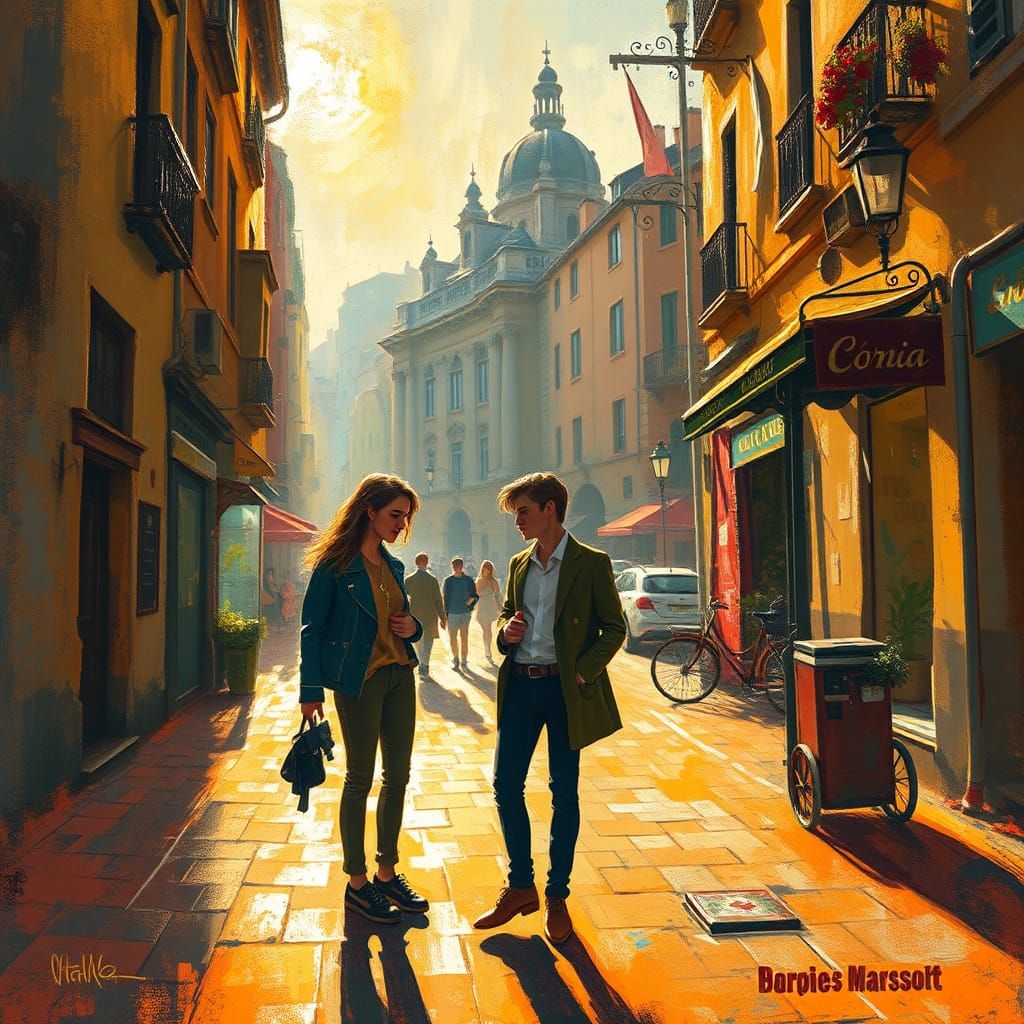 Impressionistic Cityscape: A Chance Encounter