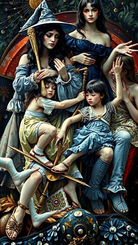 Enchanting Witch in Psychedelic Impressionist Style