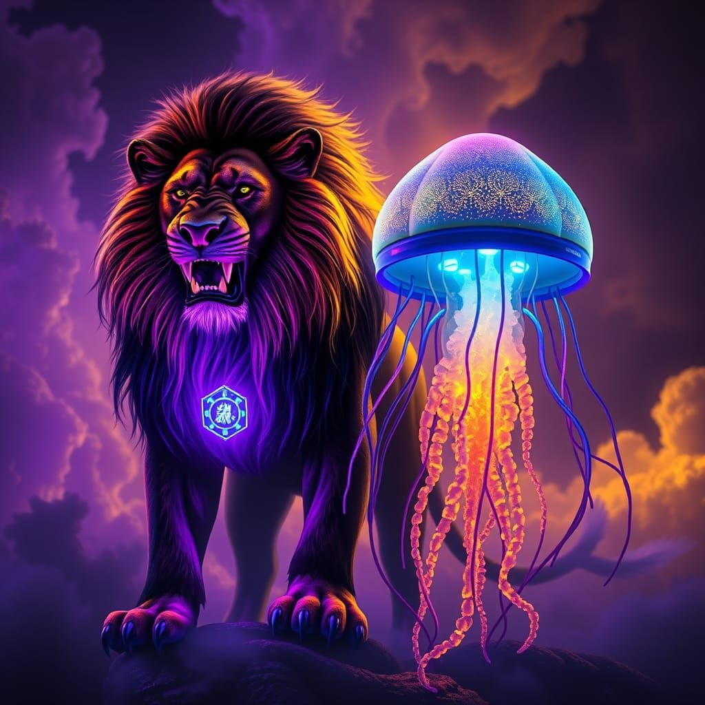 Lion and Jellyfish Unite: A Dark Fantasy Masterpiece