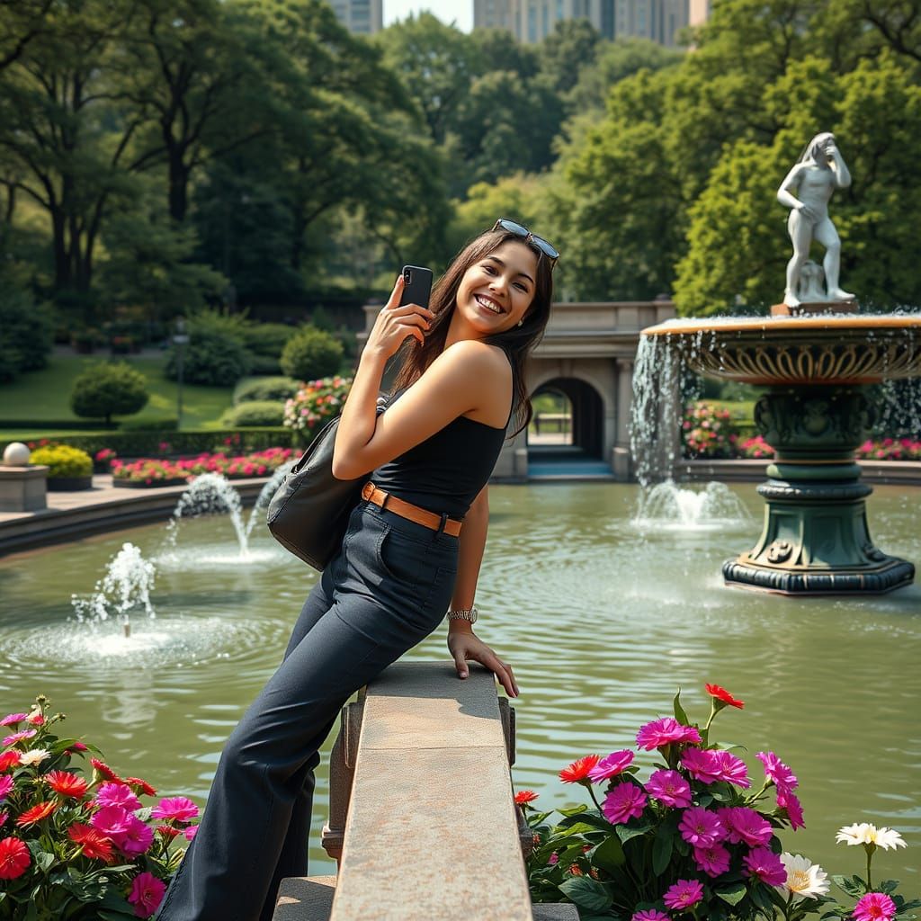 Model Laughing at Bethesda Fountain, Central Park