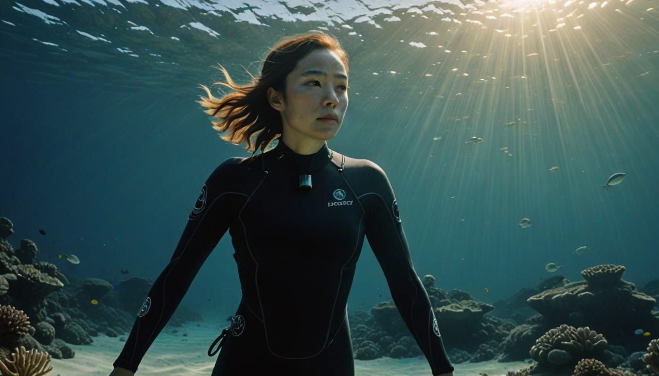 Woman Swimming in Underwater Dreamscape