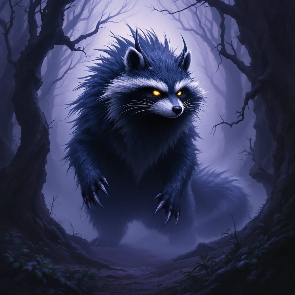 Majestic Fluffy Raccoon Dragon Unleashes Shadow Powers in Da...