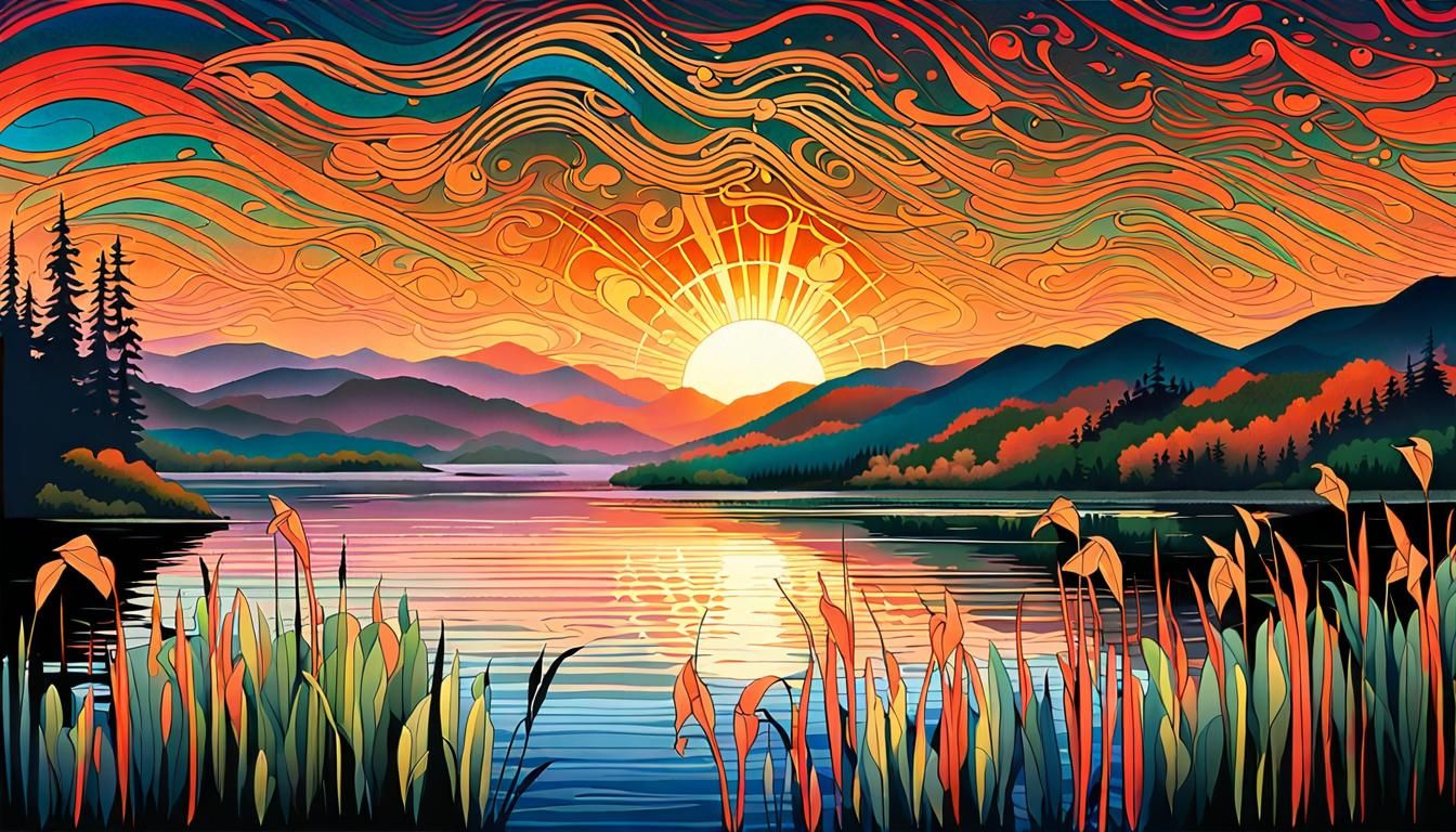 Sunrise  over a country lake