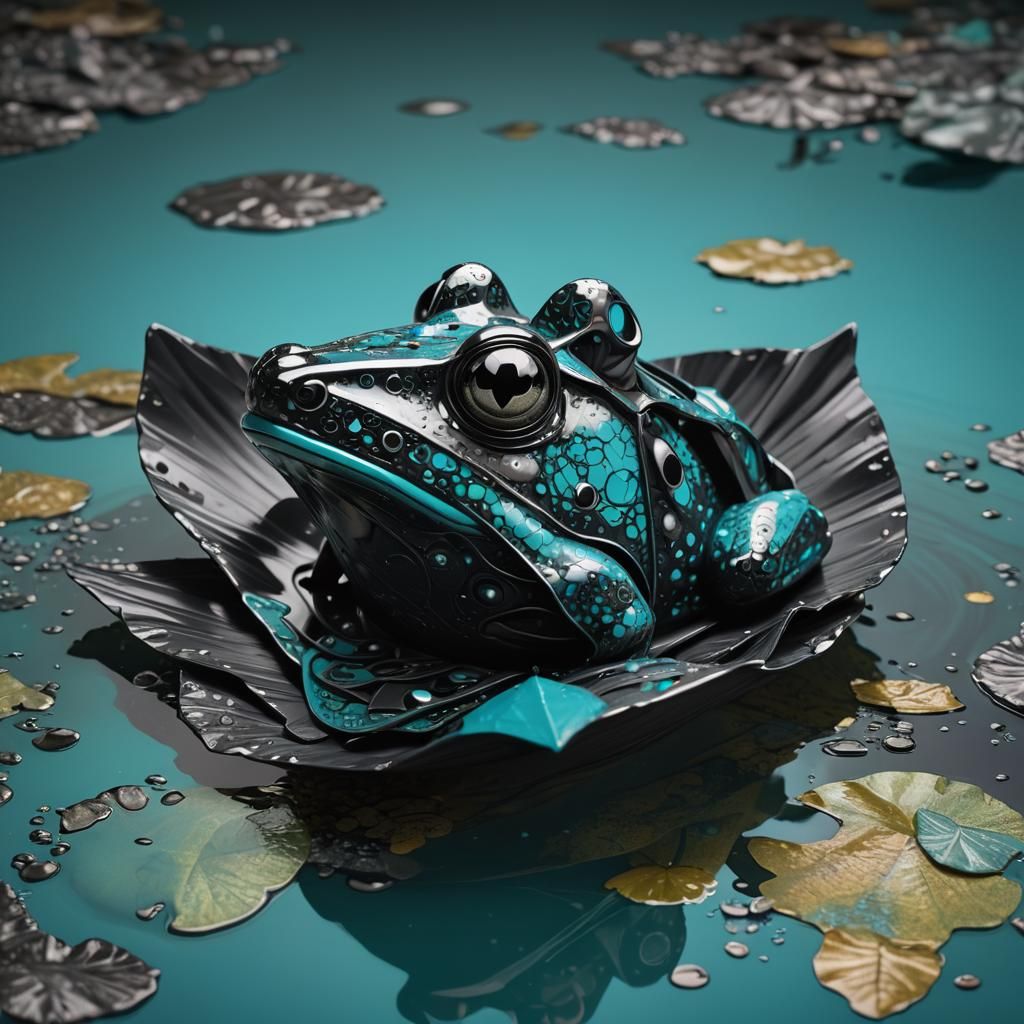 Hyperrealistic Turquoise Frog with Tartarian Talisman