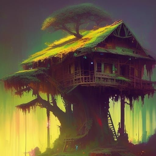 Haunted Treehouse Portrait in Fine Art Style