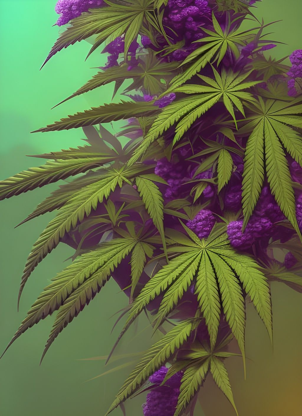 Hyper-Detailed Marijuana Plant in Art Nouveau Style