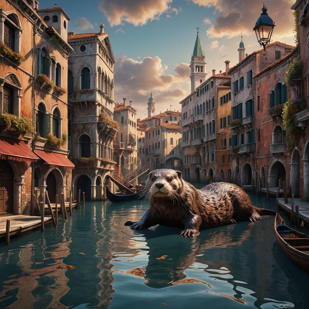 Otter in Venice: Detailed Matte Painting