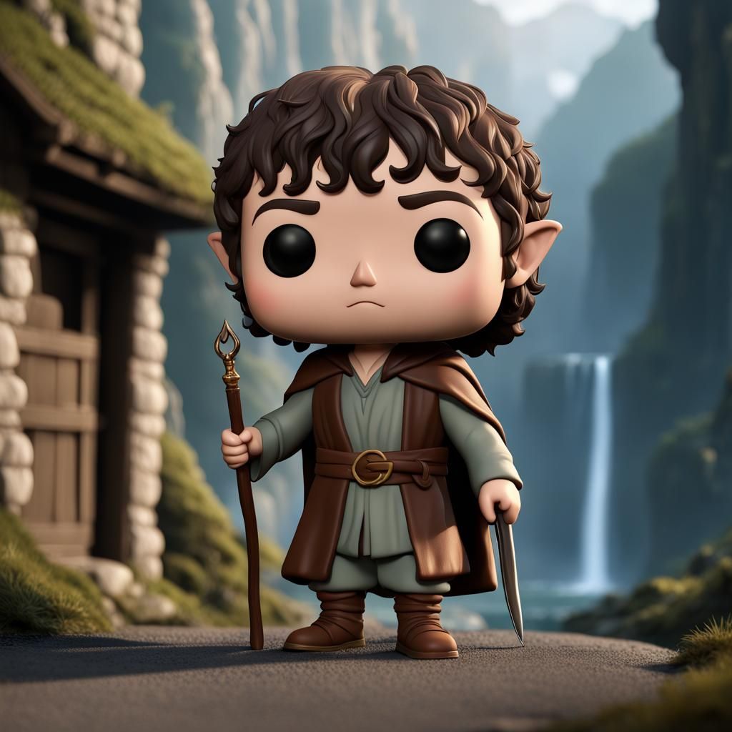 Frodo Funko Pop Figure in Fantasy Setting