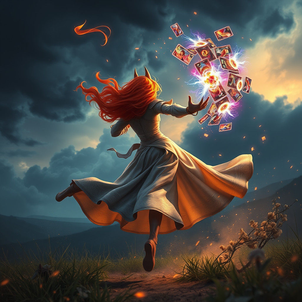 Heroine Summons Magic Cards in Impending Storm