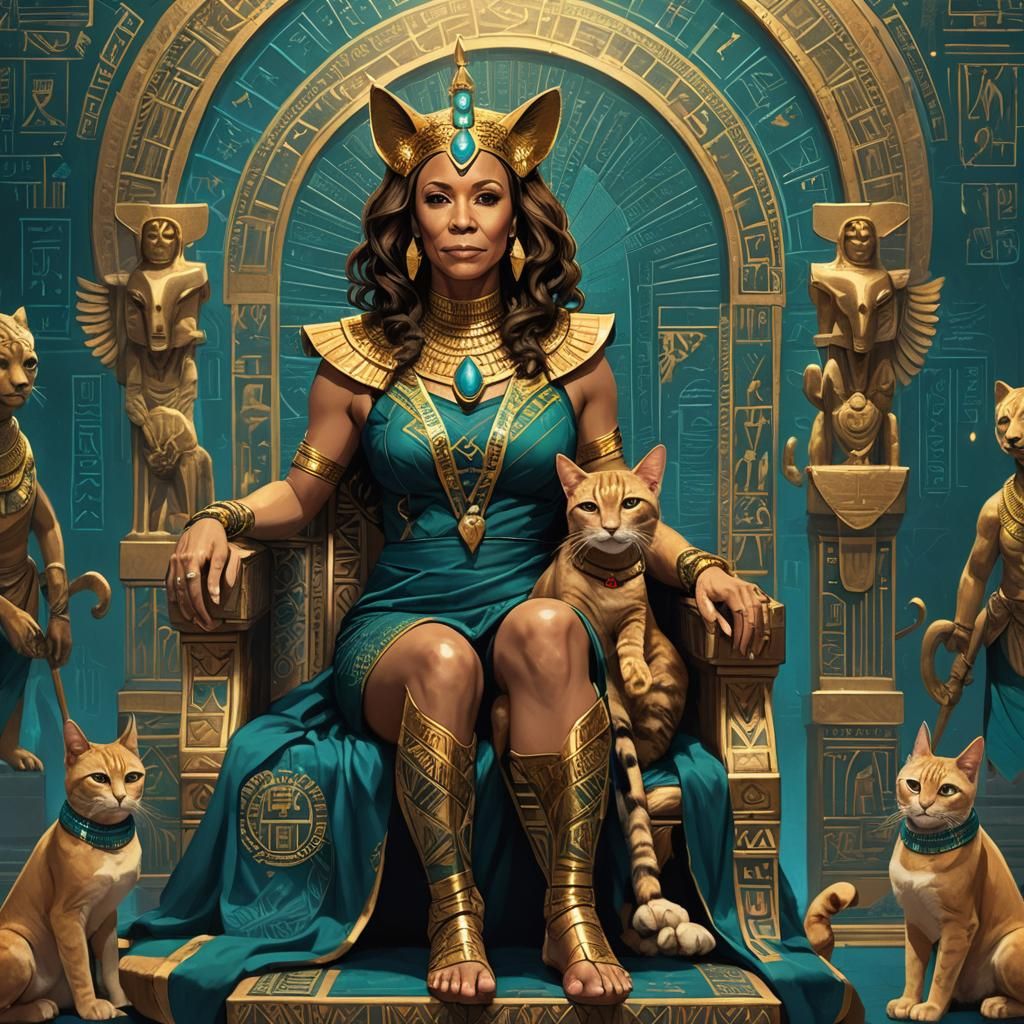 Kamala Harris as Egyptian Cat Goddess Concept Art