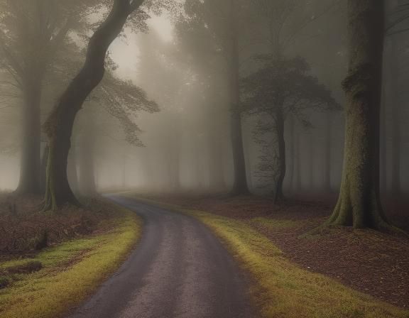 Mystical Forest Crossroads in Dutch Master Style