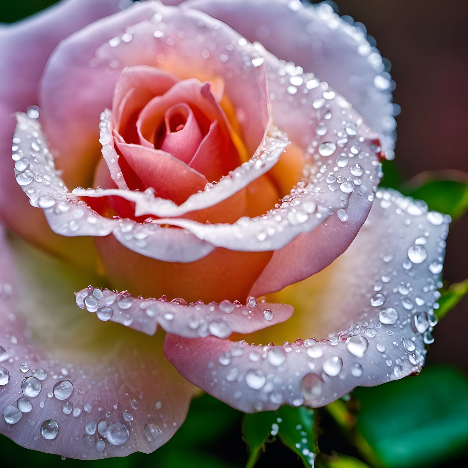 Pink Rose with Dew: Macro Photography