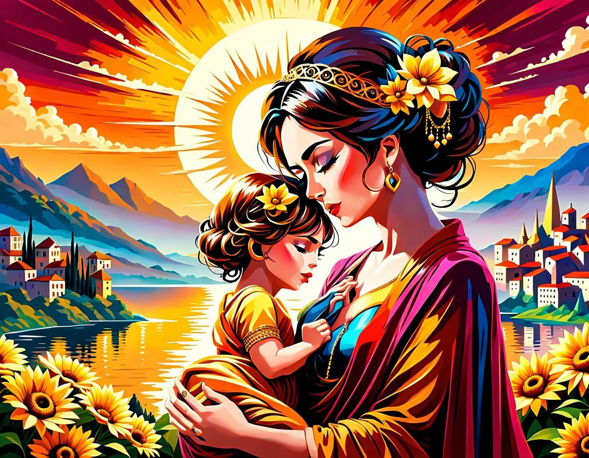 Maternal Figure in Aetherpunk Style