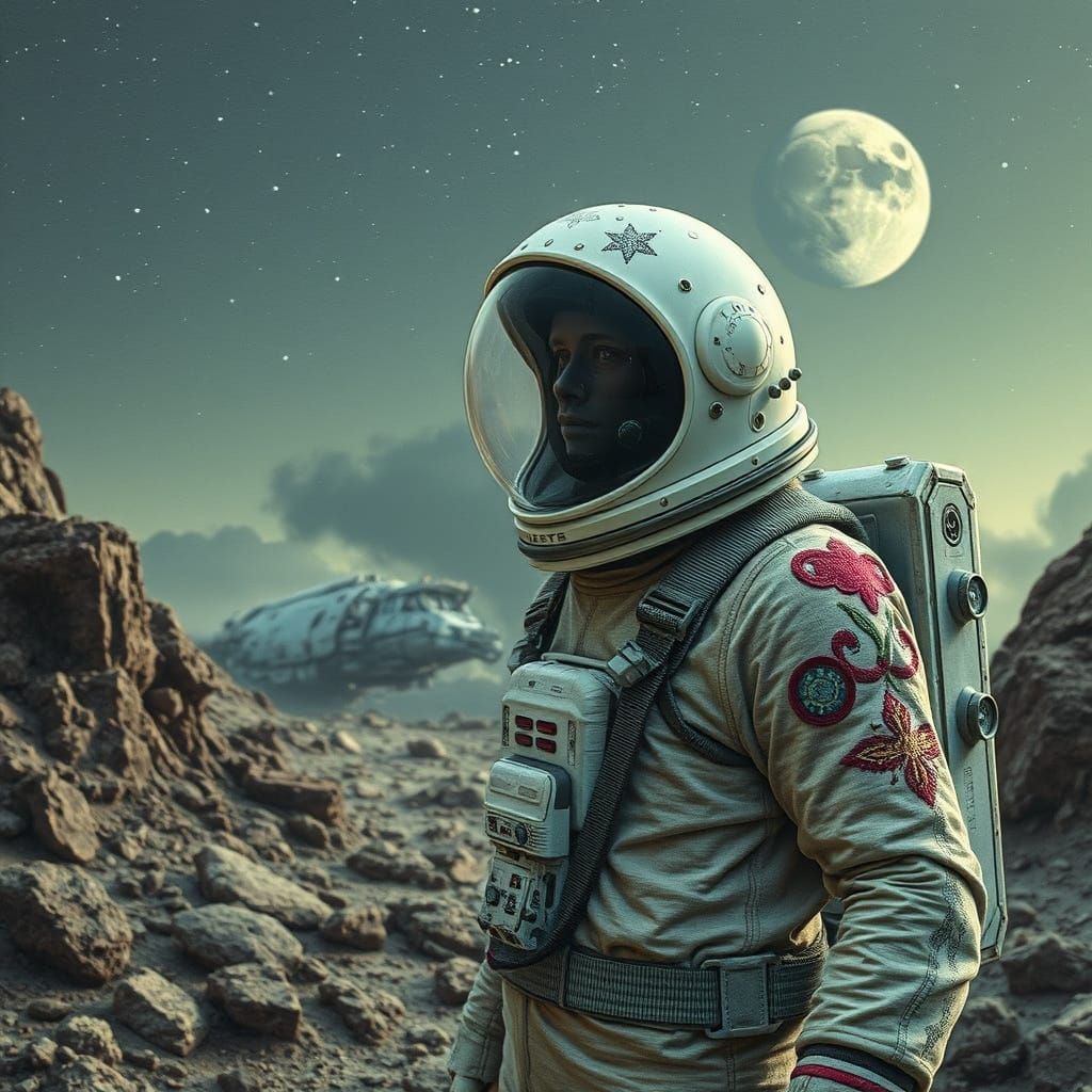 Galactic Adventurer Inspects Derelict Spaceship: Surreal Emb...