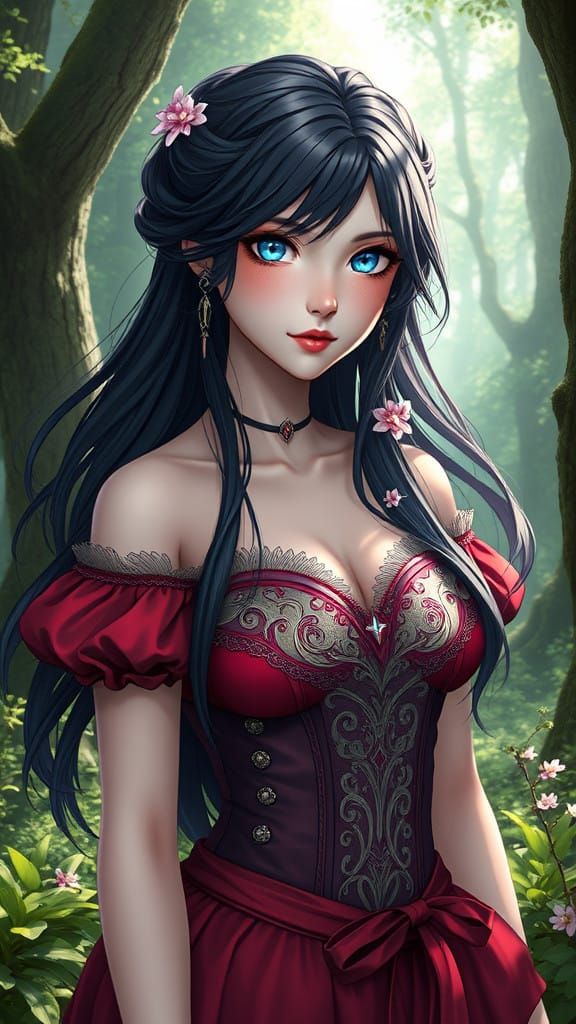 Enchanting Woodland Goddess in Vibrant Medieval Fantasy