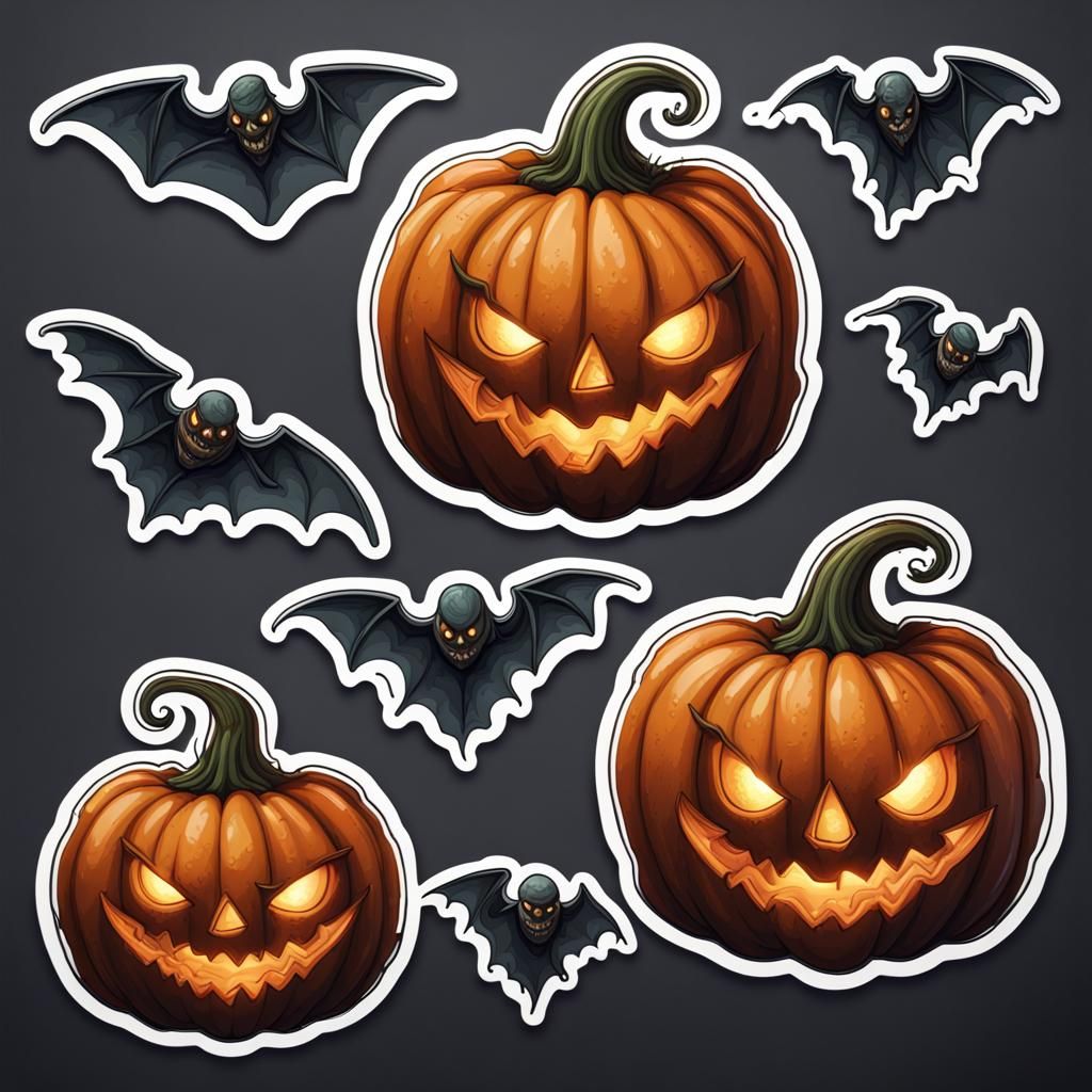 Halloween Stickers: Spooky Pumpkins, Ghosts and Bats