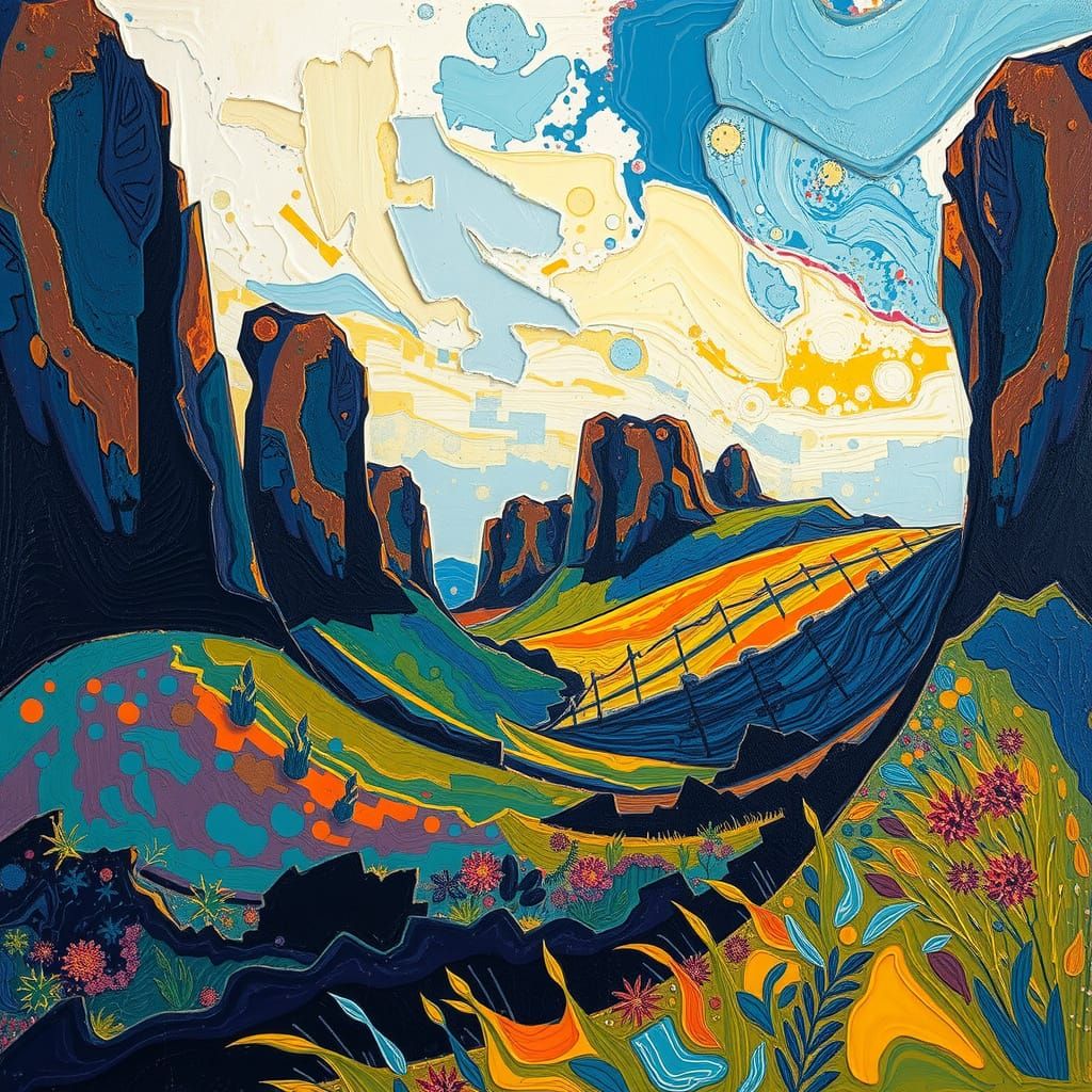 Travelers' Hunger: Neo-Impressionist Expressionist Oil Paint...