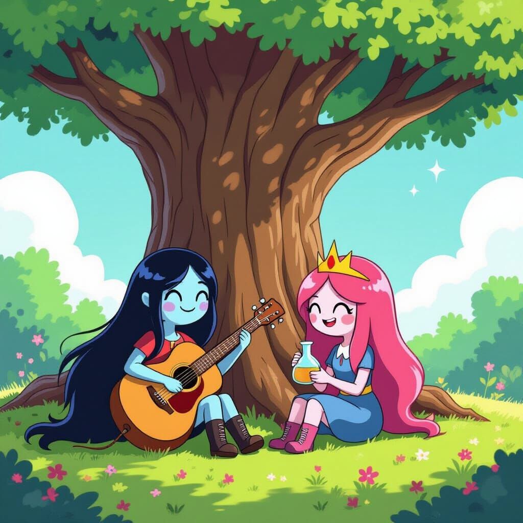 Marceline and Princess Bubblegum Under Oak Tree