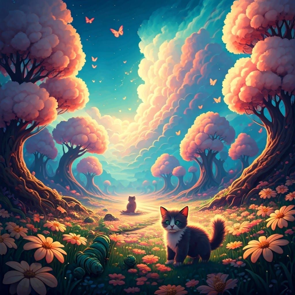 Hallucinatory Dreamscape: Kittens and Caterpillars in Ethere...
