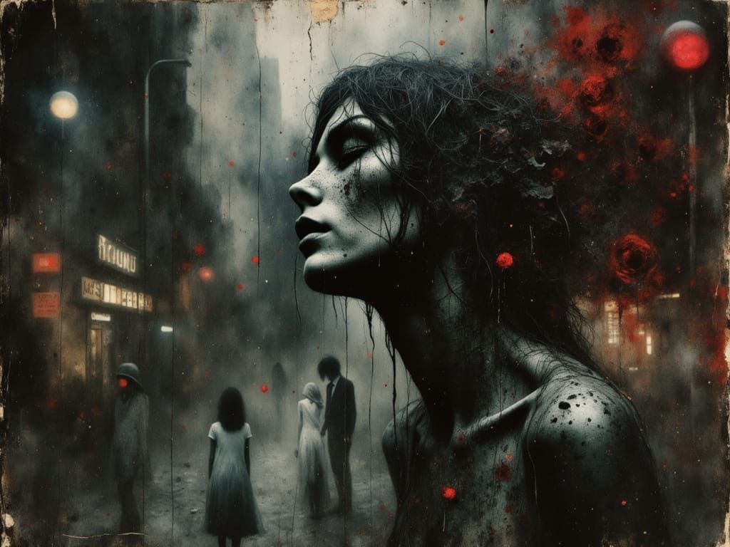 Nightmarish Demon in Surreal Drizzly Psychedelic Style