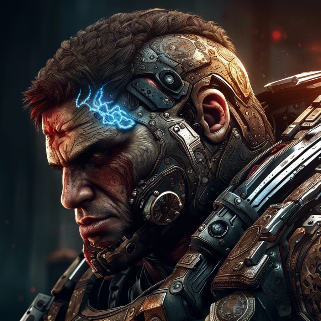 Hyperrealistic Gears of War Character Concept Art