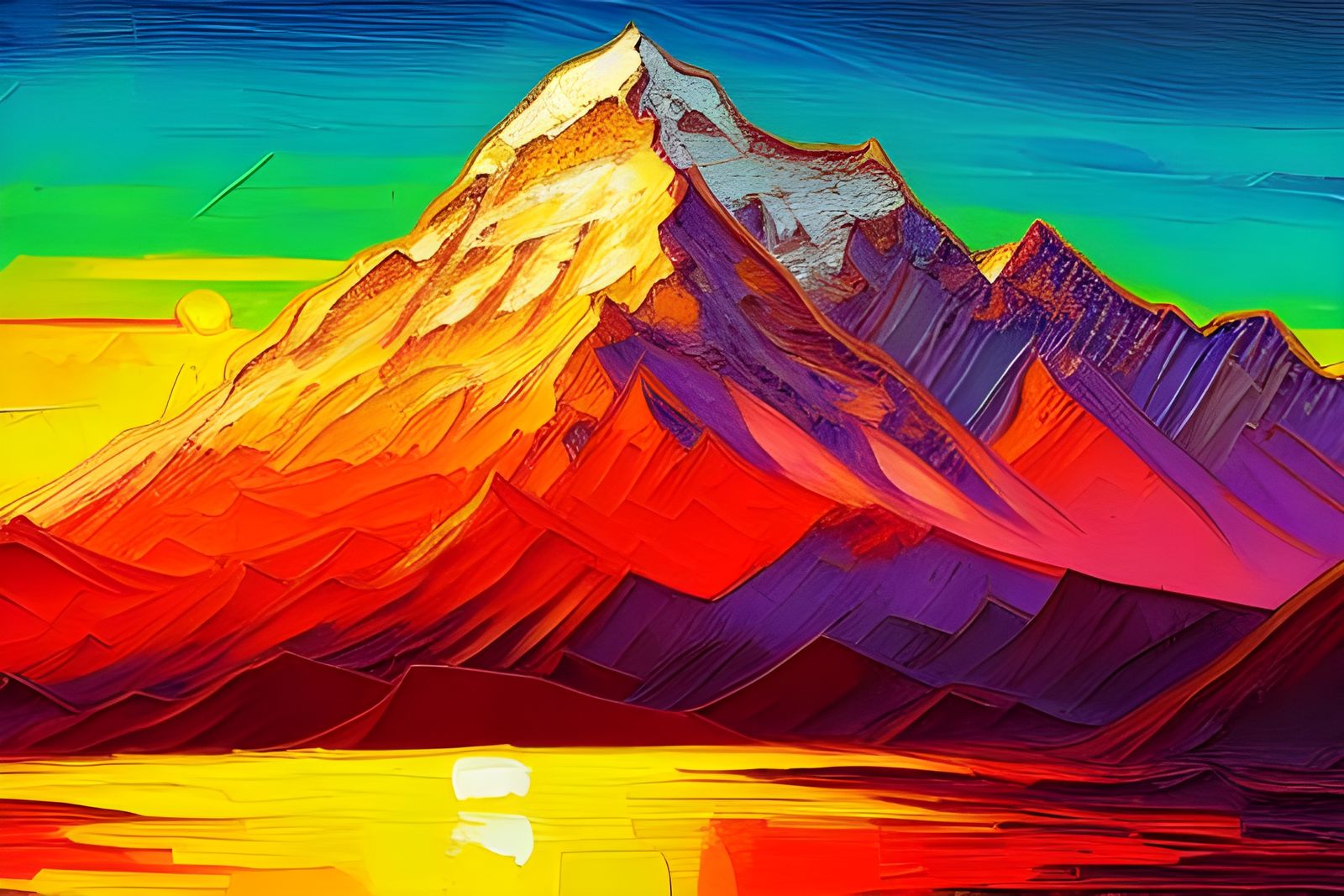 Mount Everest Sunrise in Expressionist Oil Painting