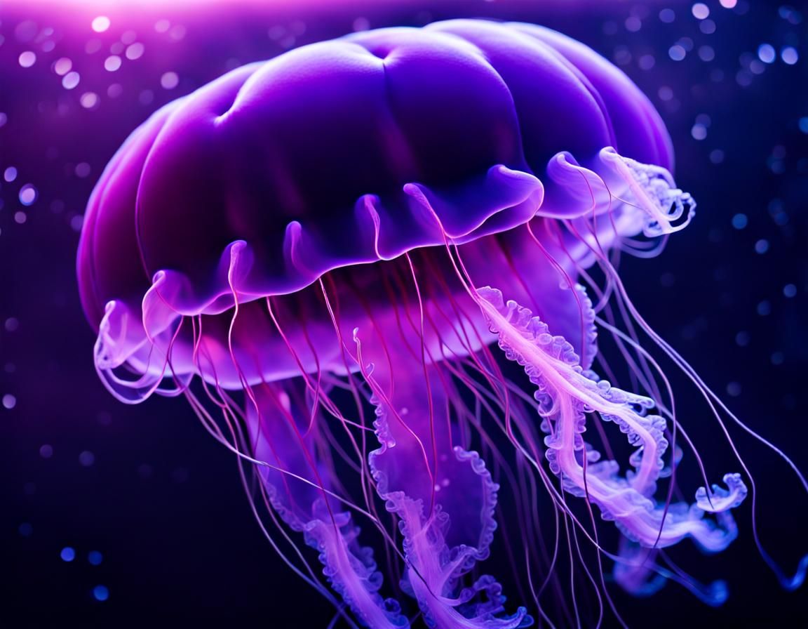 Stunning Purple Moon Jellyfish in Cosmic Darkness