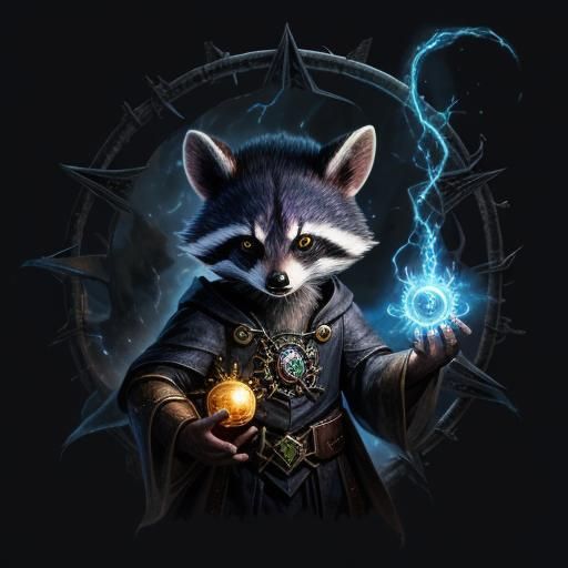 RacShieldWizard Spell Lightening Hell Creature Transformation Power Up Racoon Bat Alchemy Aura Gateway