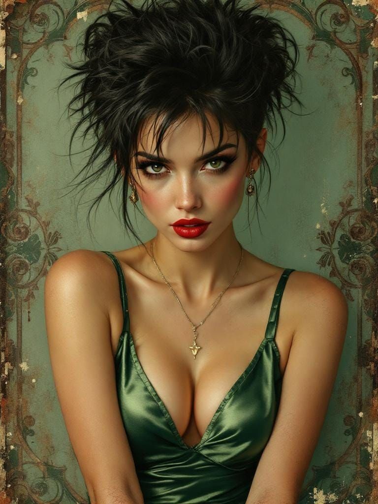 Punk Portrait in Baroque Vintage Advertising Style