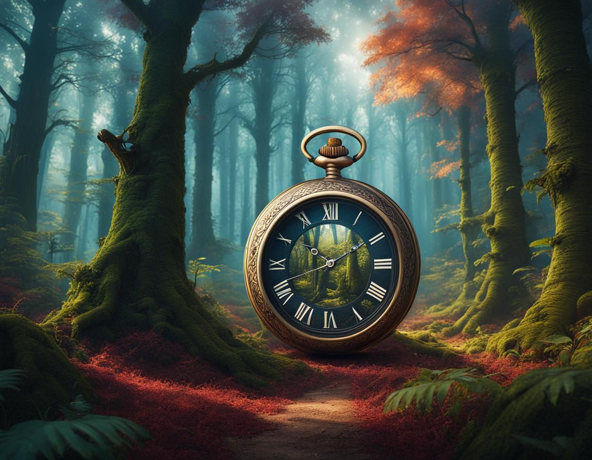 Forest scene in a pocket watch