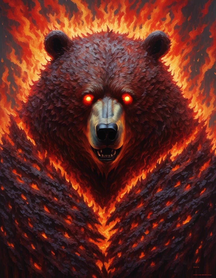 Infernal Burning Portrait with Lamp Eyes