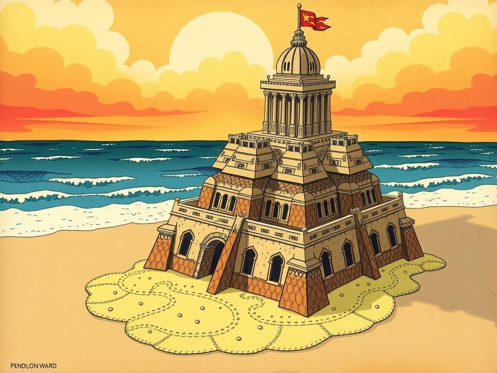 Fractal Sand Castle in Shin Hanga Style