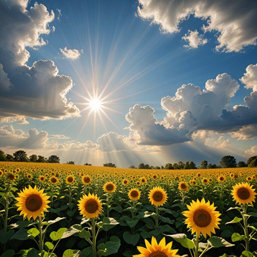 Divine Sunshine Radiates Through Heavenly Clouds