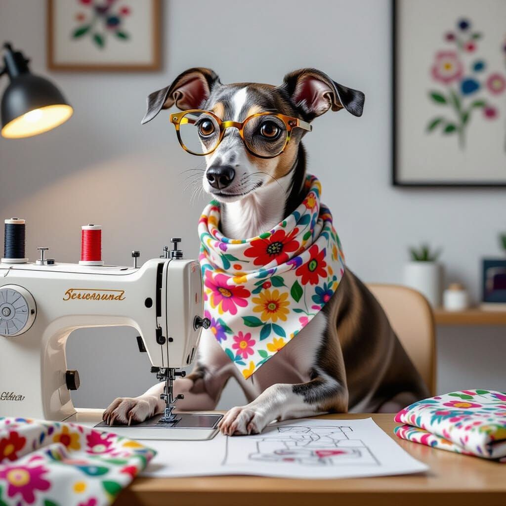 Italian Greyhound Fashion Designer in Hyperrealistic Style