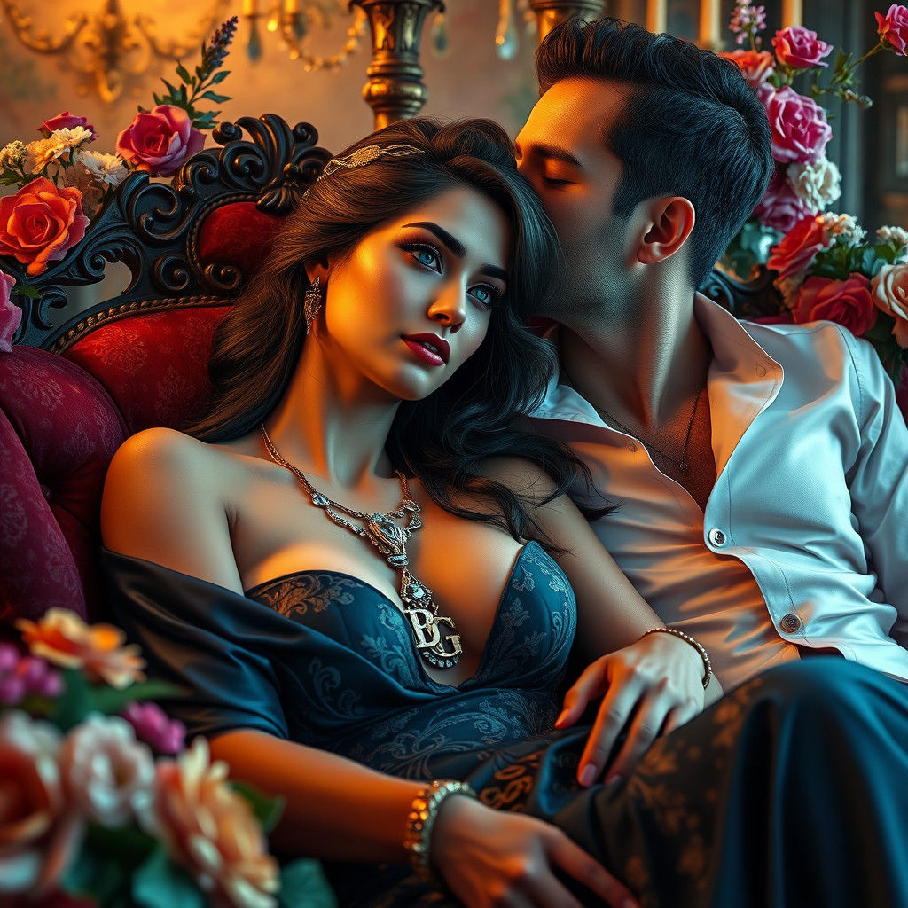 Persian Woman in Renaissance Setting, Dreamlike Concept Art