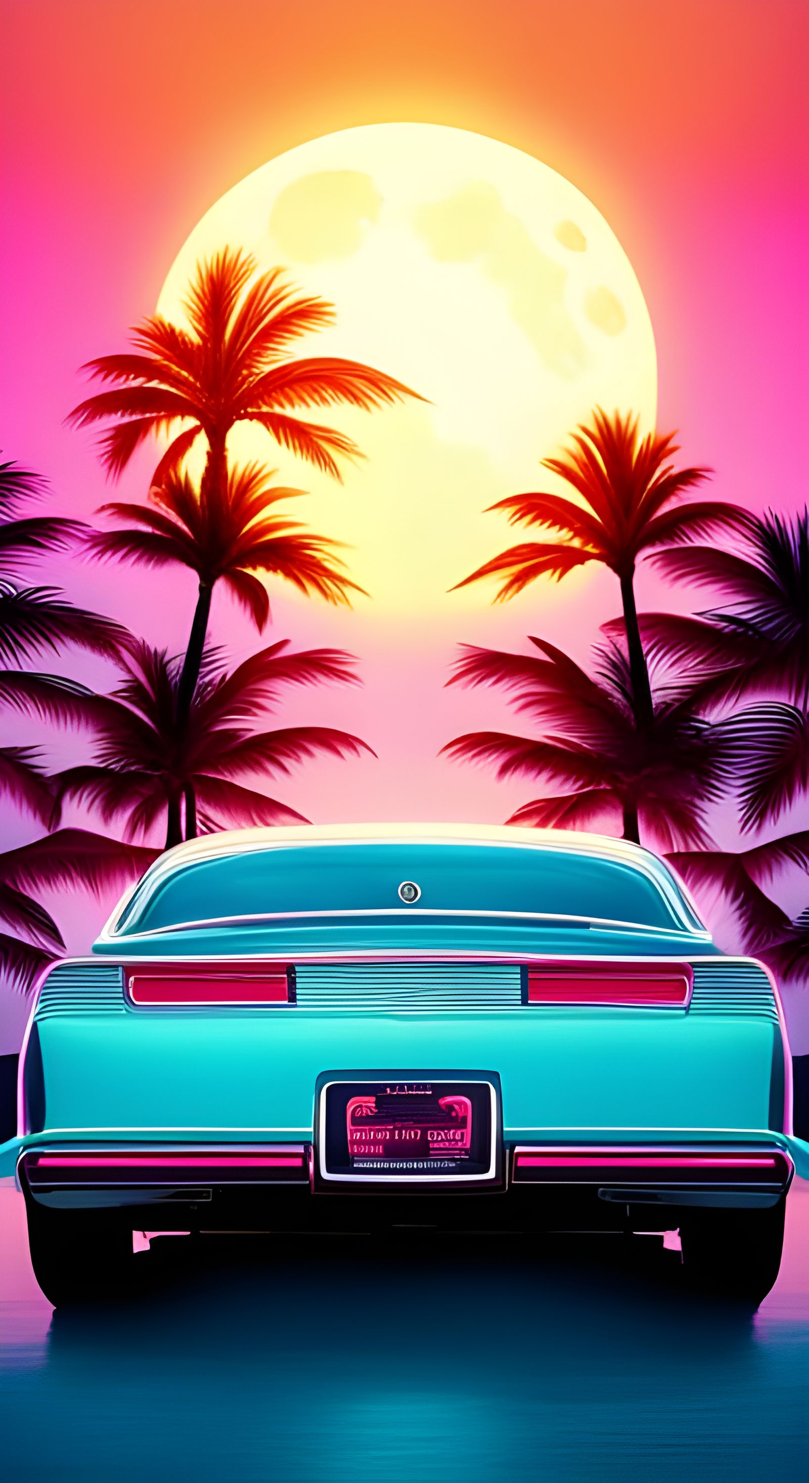 Vaporwave retro car