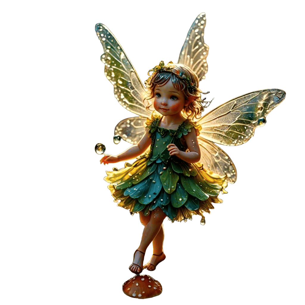 Macro Photo of a Fairy Dancing on Mushroom