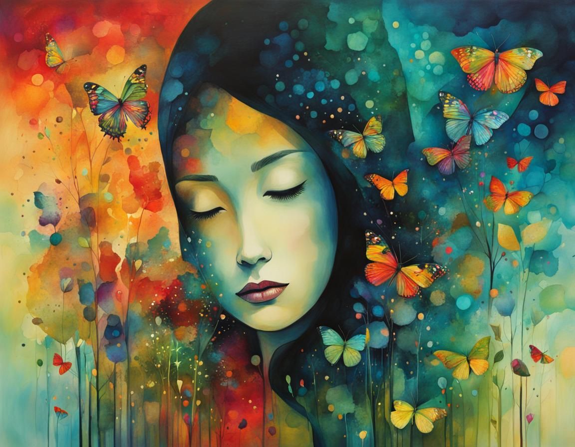 Surreal Whimsical Illustration of Togetherness in Cubist Sty...