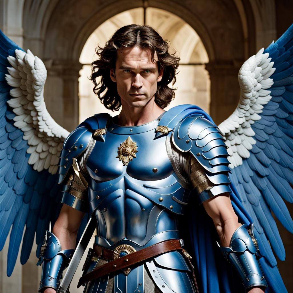 Archangel Michael Portrait with Blue Wings