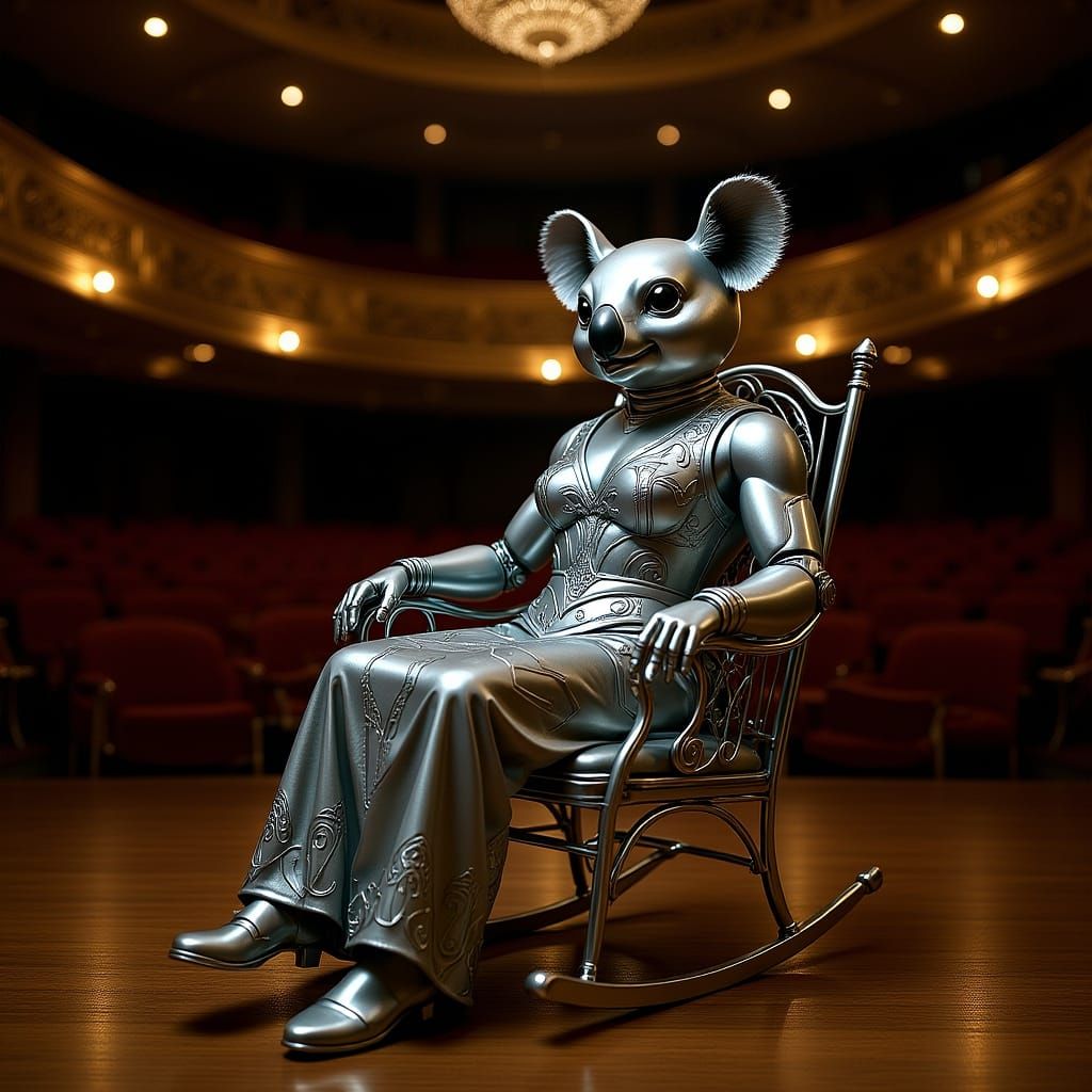 Art Deco Robot Koala Pirate in Theater Spotlight