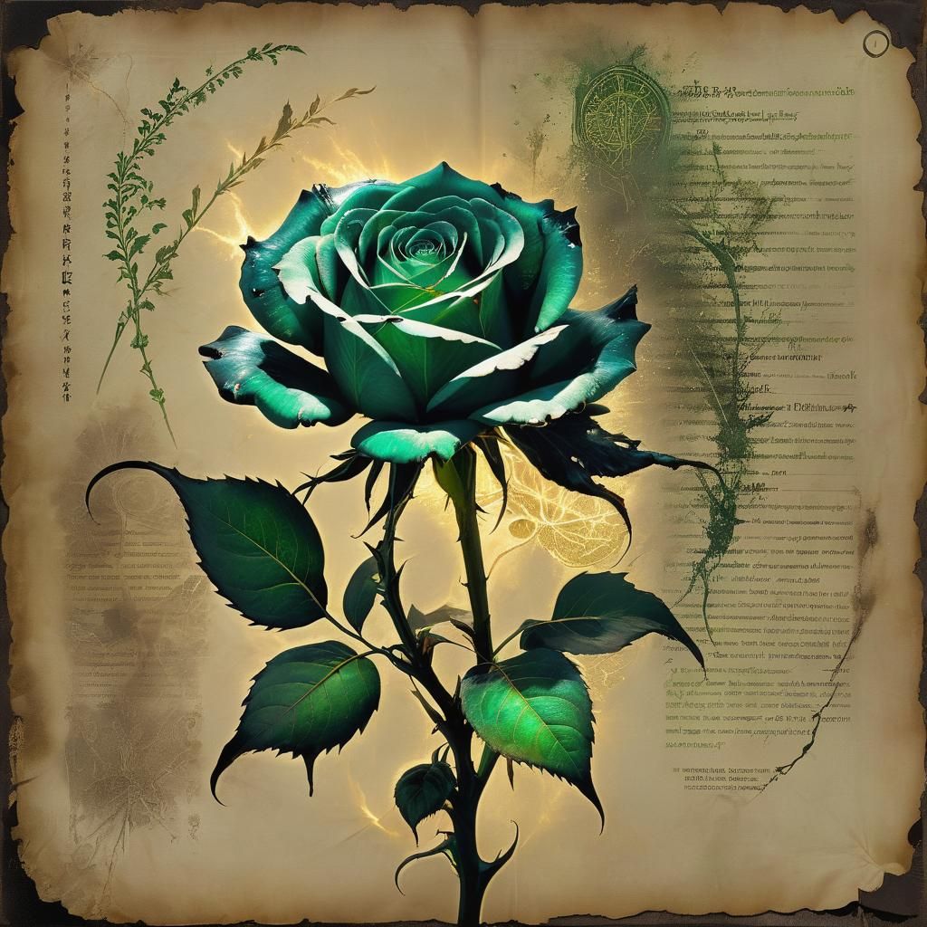 Infected Rose on Ancient Parchment