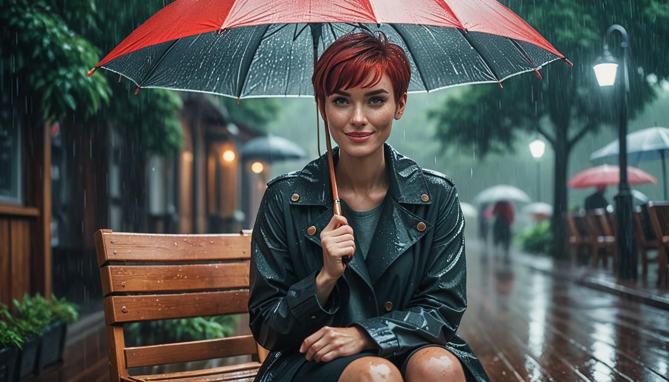 Cinematic Portrait of a Woman in the Rain