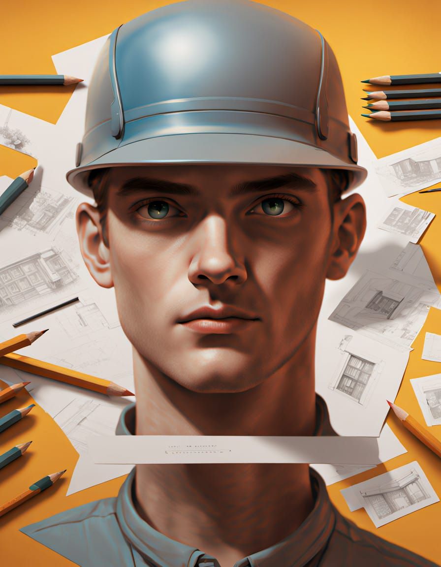 Intense Architect Captured in Moment of Concentration, Remin...