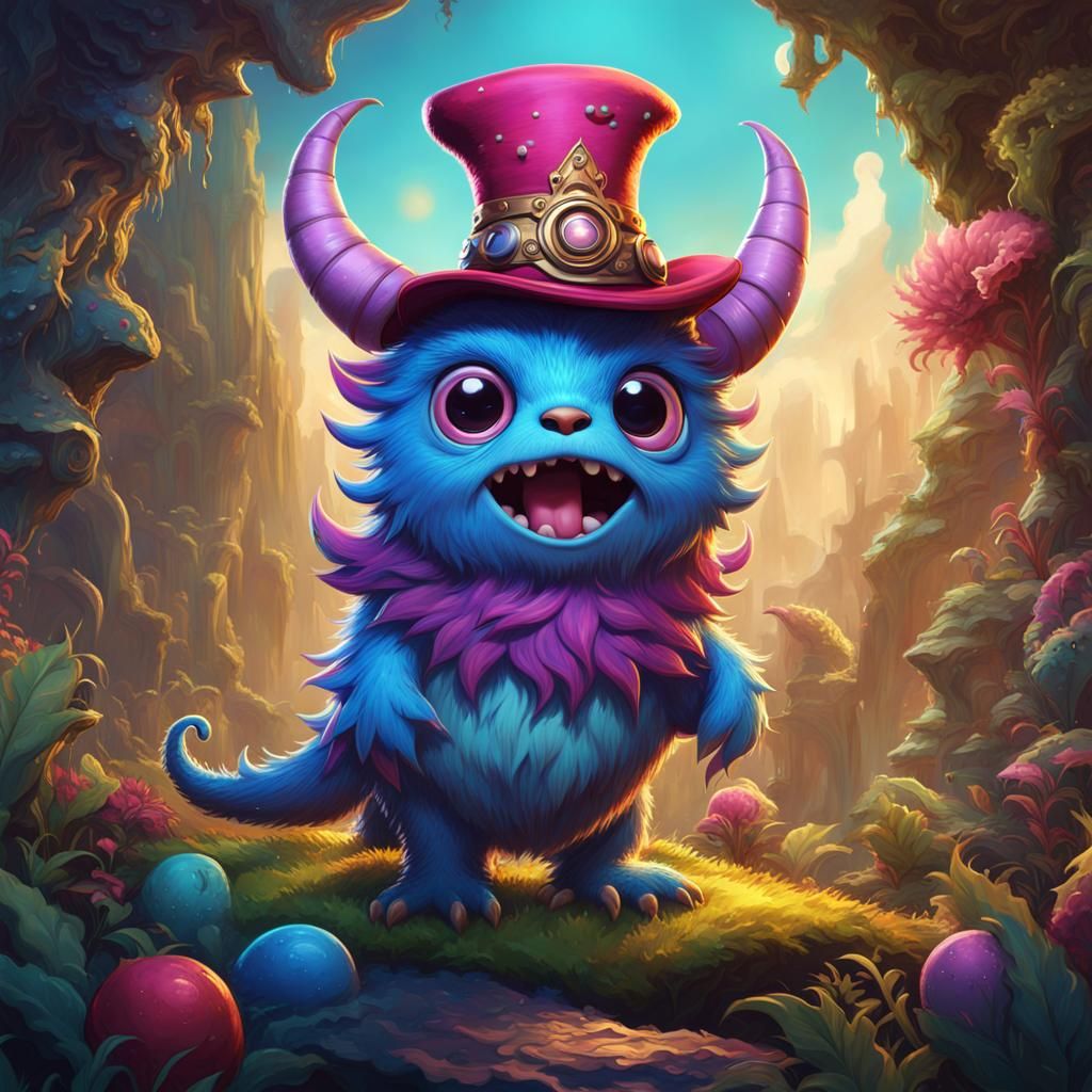 Charming Monster in Hat: Fantasy Digital Art