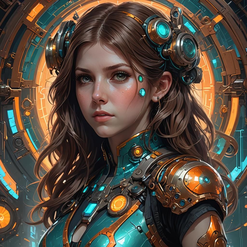 Biopunk Portrait with Glowing Eyes and Implants