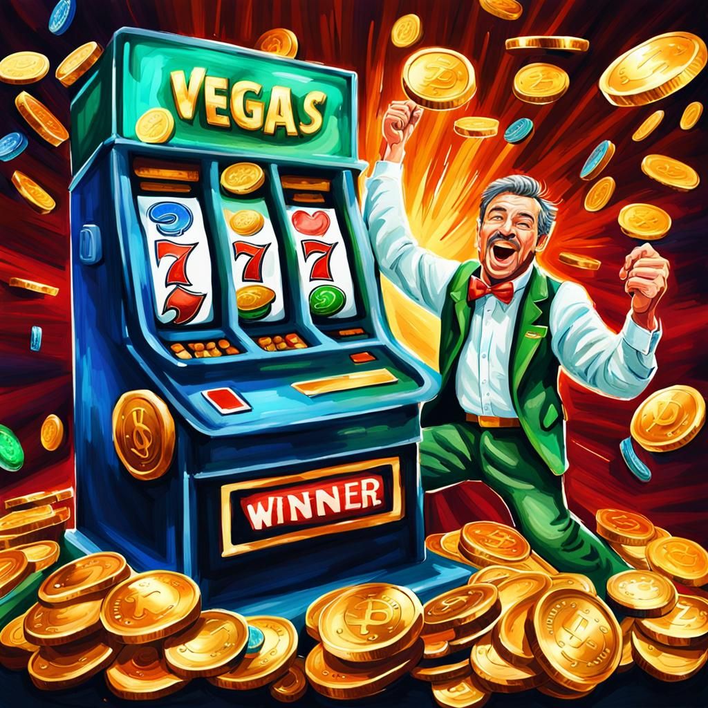 Vegas Jackpot Winner Illustration in Film Noir Style