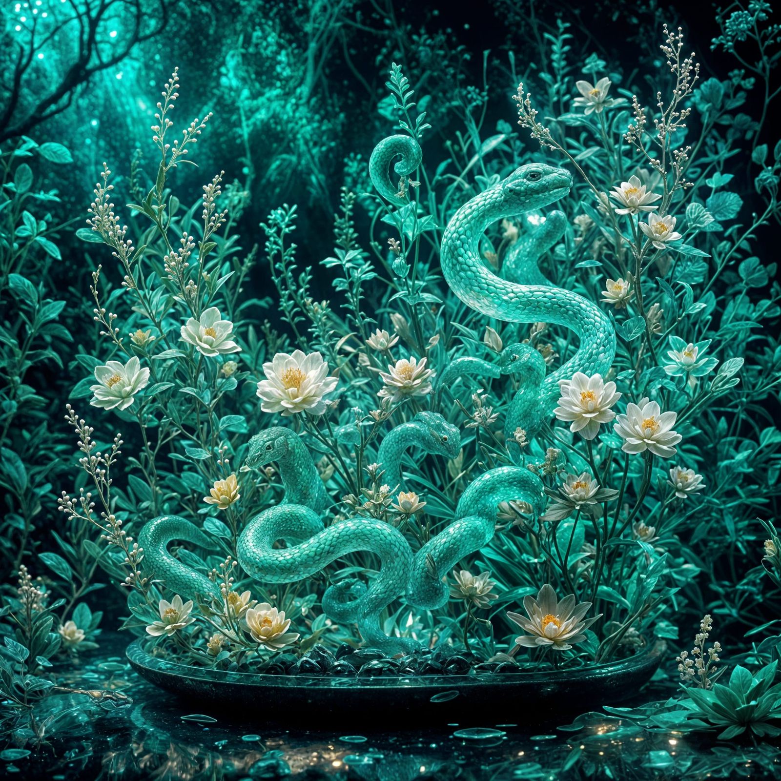 Crystallized Green Snake