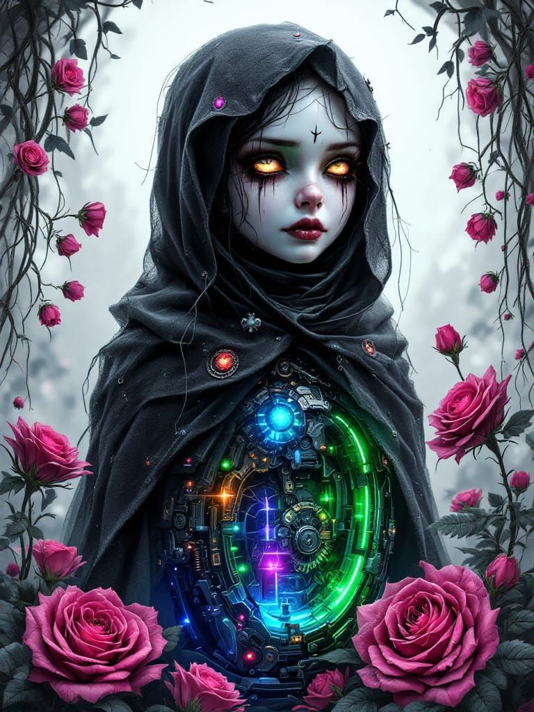 Cybernetic Gothic Matryoshka Doll in Steampunk Style