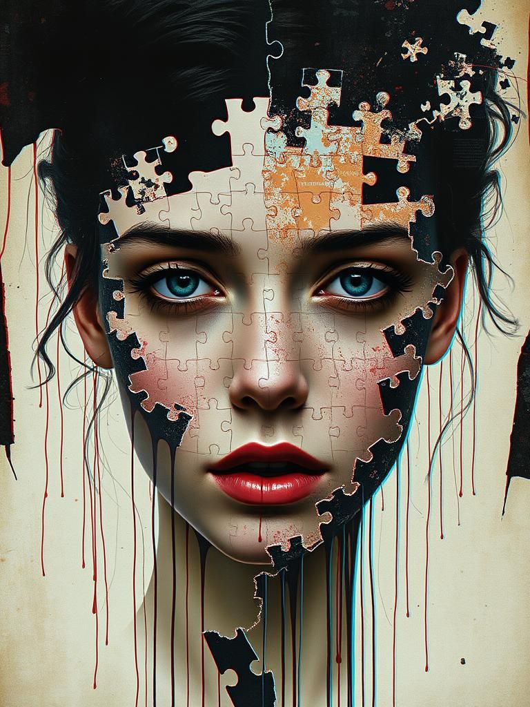 Fragmented Female Face: A Surreal Digital Collage