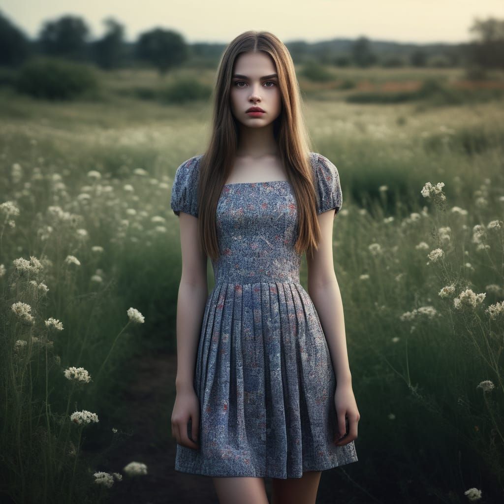 American Princess in a Floral Meadow